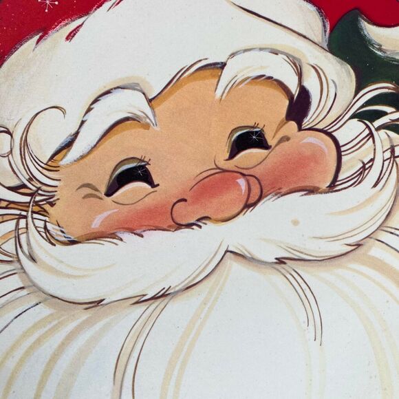 Vintage Hallmark  Christmas Santa Claus Die Cut Head 1977  Cardboard Wall Decors - Picture 3 of 8